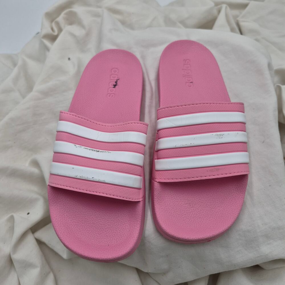 Adidas Adilette Aqua Slides slip on pink and white womens size 6